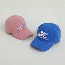 1 Gorra De Béisbol Para Niños Con Estampado De Letras En Inglés, Sombrero De Sol Ligero A Prueba De Viento Para Salidas De Primavera/verano 1 Unidad - Azul - Ver 4