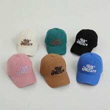 1 Gorra De Béisbol Para Niños Con Estampado De Letras En Inglés, Sombrero De Sol Ligero A Prueba De Viento Para Salidas De Primavera/verano 1 Unidad - Azul - Ver 3