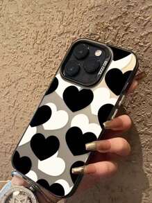 1 ốp lưng trong suốt màu đen chất liệu IMD cho iPhone 13/14 Pro Max/11 với camera màu đen và họa tiết trái tim đen trắng, phiên bản quốc tế, không phải phiên bản nội địa. - Nhiều màu - Xem 3