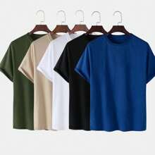 Kit 5 Basic T-Shirts Streetwear Shirt Slim Men's T-Shirt Promotion Cotton Various Colors - Multicolor - Ver 1