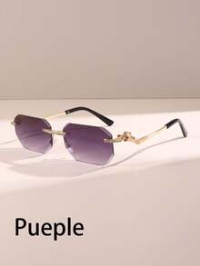 1 pieza Gafas cuadradas de moda para hombre sin marco, accesorios de lentes vintage - Multicolor - Ver 18