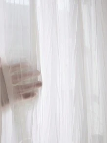 1pc Sheer Voile Curtain Panel For Balcony Window, Rod Pocket, Translucent