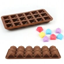 1pc Silicone Chocolate & Candy & Diamond Shaped Non-Stick Mold, Great For Iced, Candy, Jelly, Soap, Hard Candy, Cake Making