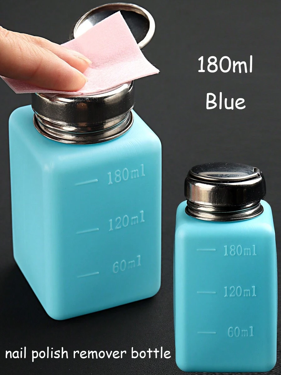 180 毫升藍色不銹鋼洗甲水泵空分配器瓶用於酒精、指甲油和卸妝水金屬頂蓋 - 彩色 - 查看 1