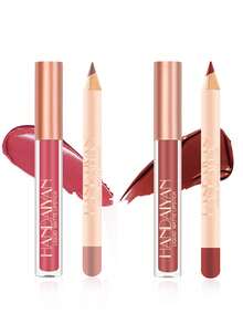 Matte Lipstick Lip Gloss Set, 5 Colors Liquid Lipstick Suit, 5 Piece Matte Lipstick And Glaze Set, 24 Hour Lip Liner Set, Matte Liquid Lipstick Set, Waterproof Matte Lipstick Set Long Lasting And Lip Liner Set - Sugar - View 5