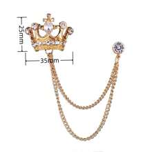1pc Men's Fashionable Crown & Rhinestone Decorated British Style Chain Design Brooch