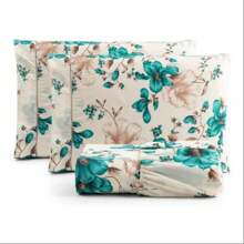 Fitted Sheets - Green Floral Straw - View 1