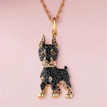 Exquisite And Handsome Doberman Pinscher Pendant Necklace Fashion Pet Dog Women's Jewelry Decoration Accessories Commemorative Jewelry Gifts For Dog Lovers - 金色 - 查看 2