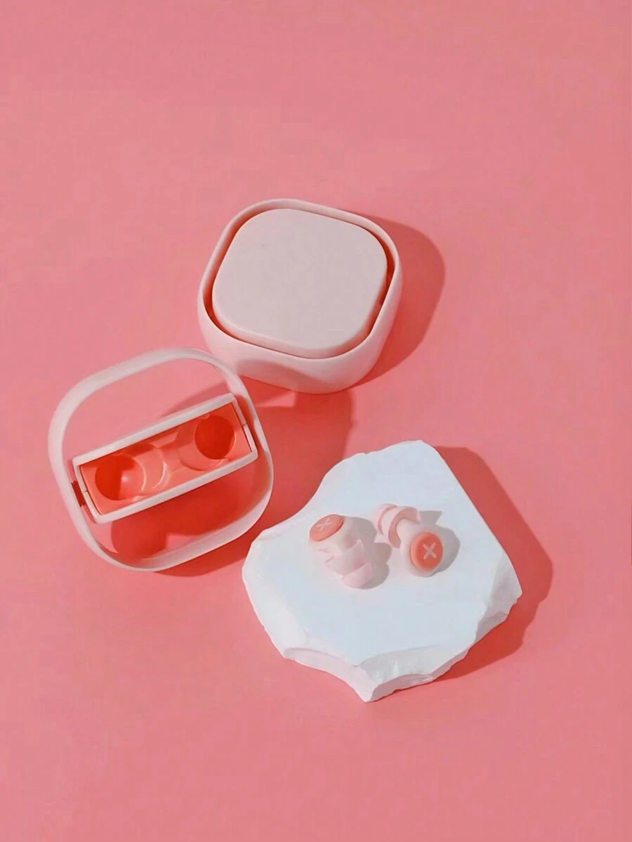 1 对粉色女士超强防噪音睡眠耳塞，适合住在宿舍的学生，睡眠时减少噪音并防止打鼾