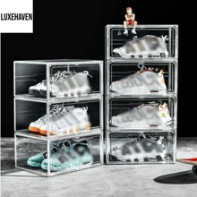 Caja de almacenamiento de zapatos transparente de acrílico, caja de zapatos, organizador de zapatos apilable de plástico transparente,1PZ - Multicolor - Ver 1