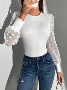 Body Liso De Manga Larga Con Cuello Redondo - Blanco - Ver 4