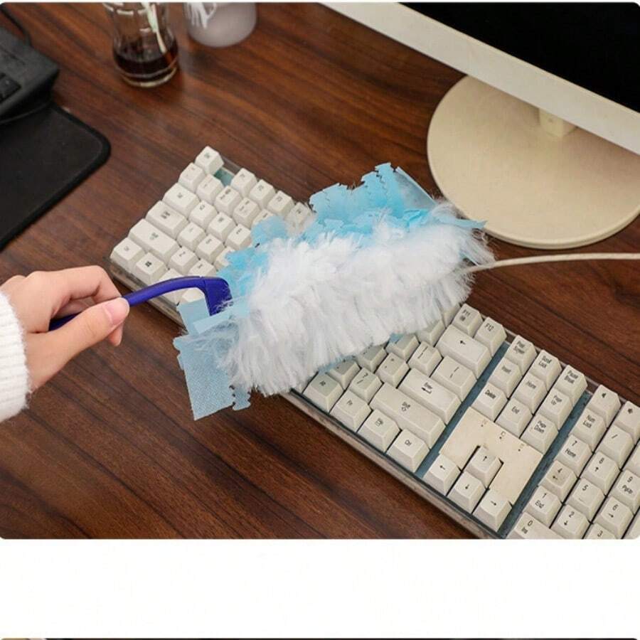 11 件裝靜電除塵雞毛撣子,居家清潔用一次性掃塵刷 - 藍白色 - 查看 1