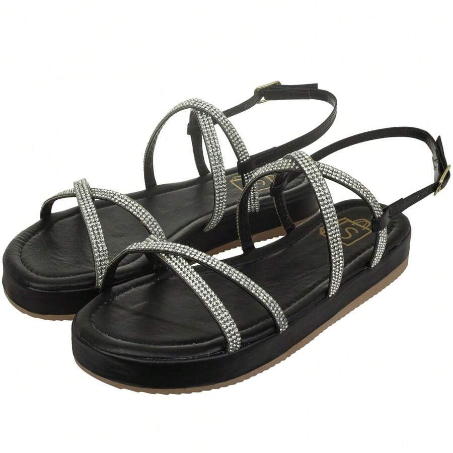 Women Flat Sandals - 黑色 - 查看 1
