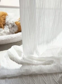 1pc Sheer Voile Curtain Panel For Balcony Window, Rod Pocket, Translucent