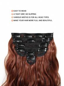 6pcs/Set Soft Wavy Hair Extensions, 20 Inch Red-Brown Clip-In Curly Synthetic Fiber Hair Extensions, Suitable For Halloween Party And Daily Use - Rusty Rose - View 6