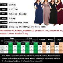 High Elastic Plus Size Dress, Long Party Dresses - 藍色 - 查看 6