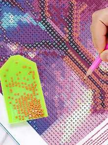 1入組DIY中式亭子逼真CG 5D鑽石繡畫拼貼全方鑽石刺繡卡通十字繡假期家居裝飾牆藝術 - 彩色 - 查看 7