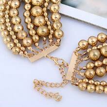 1pc Handmade Multi-Layer Exaggerated Classic Round Beaded Necklace - Gold - View 5