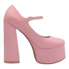 Zapato Mary Jean Plataforma Tacón Ancho Campana Abusiva - Rosa - Ver 2