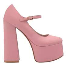 Zapato Mary Jean Plataforma Tacón Ancho Campana Abusiva - Rosa - Ver 3