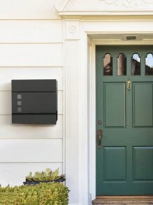 SONGMICS - Modern Post Box With Newspaper Holder, Lid, Lockable - Easy To Install - Black - - Black - View 2