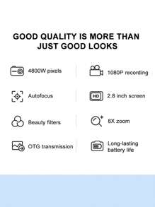 1台入門級復古數位相機高清小型便攜式ccd學生派對小相機禮物-粉色 - 粉色 - 查看 3