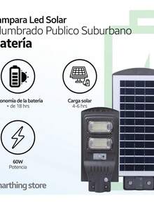 FOUND HOME Lámpara Solar 60w Luminaria Suburbana Alumbrado Con Brazo exterior jardin  suburbana pisos patios terrazas - Negro - Ver 6