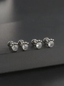 1 件个性化简约 G23 纯钛半透明方形水晶和猫爪形耳钉/耳垂/唇钉/唇钉穿孔首饰，带内螺纹，适合女士 6 毫米/8 毫米 - 銀色 - 查看 5