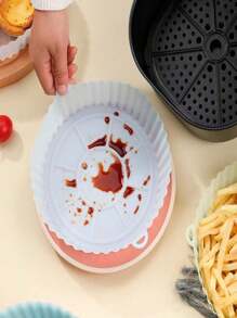Cesto de Silicone Redondo Air Fryer e Forno Forma para Fritadeira Elétrica