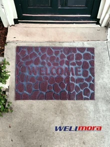 Alfombra De Bienvenida Antideslizante Y Duradera Con Textura Atrapapolvo (59x39.5 Cm) Tapete Para Exterior De Fácil Cuidado - Rojo - Ver 3