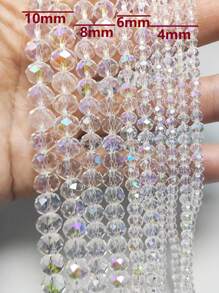1串/套AB彩玻璃珠，尺寸3mm/4mm/6mm/8mm/10mm/12mm，包括节日珠、奥地利水晶珠、圆珠、刻面珠和隔珠，适用于耳环、手链、脚链、项链等饰品制作、DIY手工、圣诞树装饰、节日装饰、婚礼装饰和窗户装饰。 - Crystal AB - 查看 4