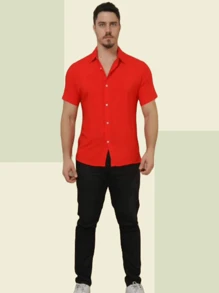 Men Polo Shirts - 紅色 - 查看 5