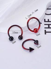 3入組可愛多彩的16g不鏽鋼鼻環唇環帶鉸鏈式鼻環,鼻環,用於鼻中膈、軟骨環等部位的環形鼻環、耳環,穿刺體飾品