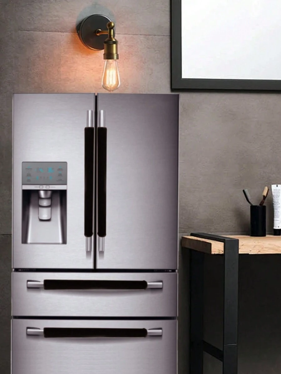 1pair Black Double Door Refrigerator Handle Cover, Oil-Proof & Dirt-Resistant Fridge Door Handle Gloves Kitchen Items Kitchen Accessories Kitchen Kitchen Tools