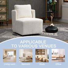 HOMEFUN Swivel Barrel Chair, Comfy Round Accent Sofa Chair For Living Room, 360 Degree Swivel Barrel Club Chair, Leisure Arm Chair For Nursery, Hotel, Bedroom, Office, Lounge - 米色 - 查看 5