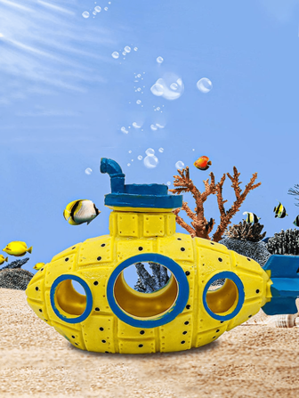 Aquarium Fish Tank Decoration Cave House Hideout Breeding Hatchery Incubator Landscape Ornament With Sunken Submarine