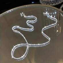 3入組新款熱門銀色閃亮鎖骨鏈套裝,包括項鍊、手鐲和戒指,適合女性時尚精品派對禮物 - 銀色 - 查看 9