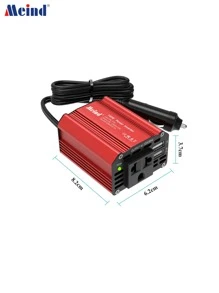 Inversor Para Coche Portátil De 150 W Con Dos Puertos Usb 12 V Dc A 220 V Ac, Inversor De Alimentación Para Coche - Rojo - Ver 5