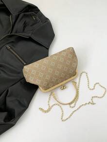 Chinese Style Evening Handbag For Women Colorful Rhombus Pattern Shoulder & Crossbody Bag With Chain Strap - Khaki - View 6