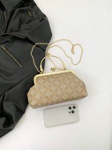 Chinese Style Evening Handbag For Women Colorful Rhombus Pattern Shoulder & Crossbody Bag With Chain Strap - Khaki - View 5