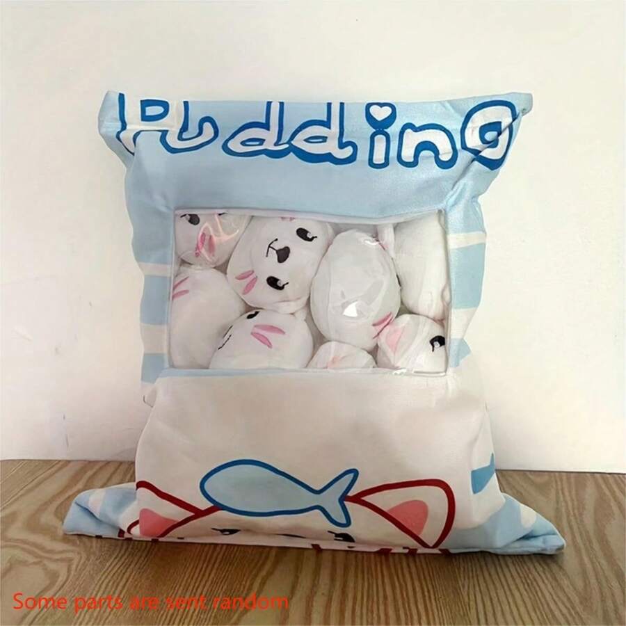 Creative Snack Shaped Plush Pillow Bag, Stuffed Toy Pillow Gift - White Cat - View 1