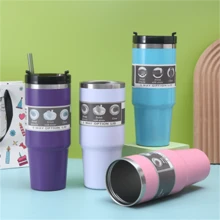 30oz汽車杯,冷卻保冰杯,304不銹鋼真空雙層保溫水瓶,適用於戶外露營徒步旅行 - 白色 - 查看 4