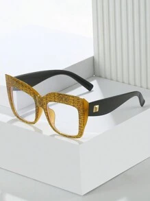 Oversized Cat Eye Clear Lens Glasses Retro Gradient Jelly Color Spectacles Party Prom Decorative Glasses For Women Men - Clear - View 11