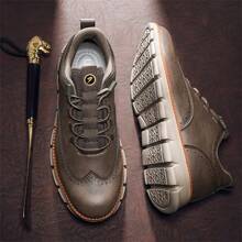 Men's Elastic Letter Pattern Round Shoelaces Casual & Dress Shoes, Coffee/Brown
