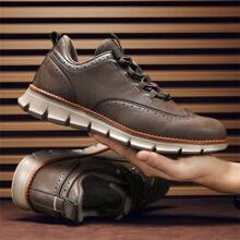 Men's Elastic Letter Pattern Round Shoelaces Casual & Dress Shoes, Coffee/Brown