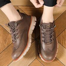 Men's Elastic Letter Pattern Round Shoelaces Casual & Dress Shoes, Coffee/Brown