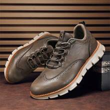 Men's Elastic Letter Pattern Round Shoelaces Casual & Dress Shoes, Coffee/Brown