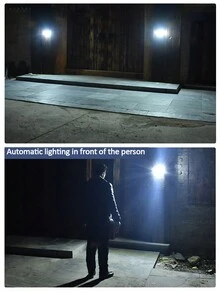 1 件戶外太陽能板壁燈（分離式）,帶 100/128/160 Cob Led,超亮,帶運動感應功能,適用於花園、庭院、街道、車庫、倉庫、家用 Led 燈,適合新鄉村 - 黑色 - 查看 9