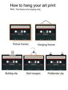 1 件公司文化牆面裝飾畫,辦公室勵志簡約掛畫,音樂磁帶學校書房英文名言牆藝術,畫芯（無框）