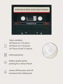 1 件公司文化牆面裝飾畫,辦公室勵志簡約掛畫,音樂磁帶學校書房英文名言牆藝術,畫芯（無框）